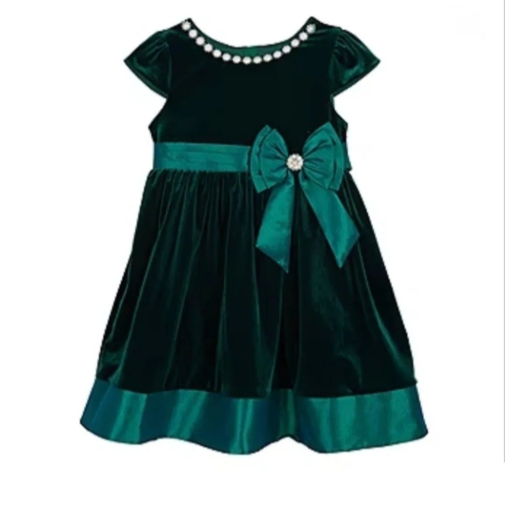 Rare Editions Green Dress with Pearl Accents Size 6X